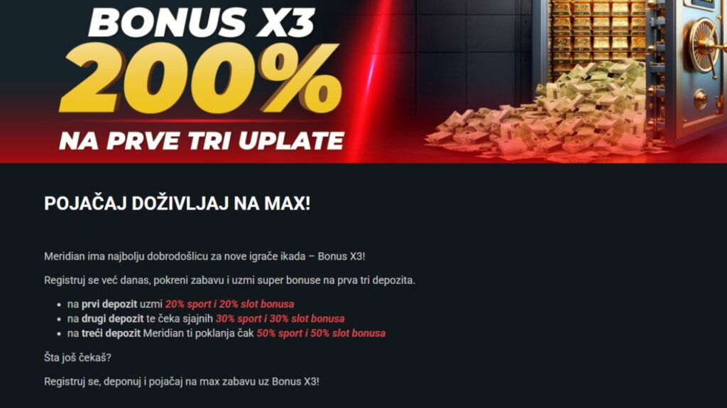 meridianbet bonus dobrodošlice